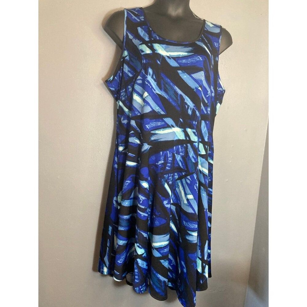 New York collection blue and black sleeveless dress